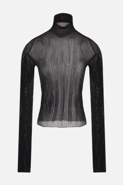 pullover in viscosa semi-trasparente a costine