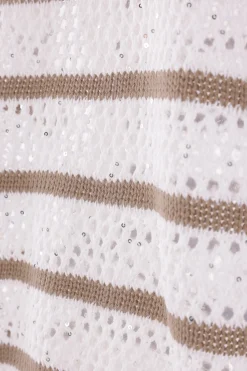 pullover smanicato Dazzling Striped Net in lino