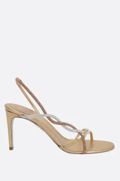 sandalo Braid in raso con strass