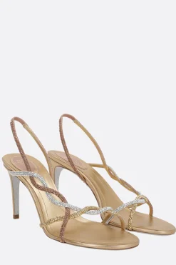 sandalo Braid in raso con strass