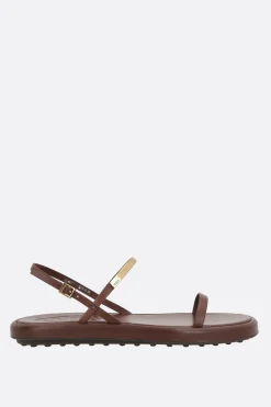 sandalo flat in pelle liscia
