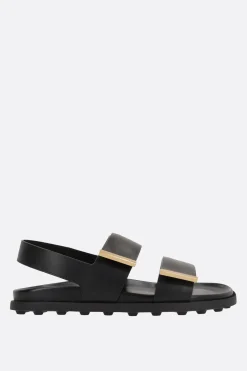 sandalo flat in pelle liscia