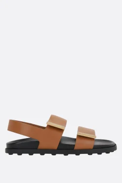 sandalo flat in pelle liscia