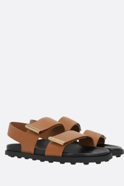 sandalo flat in pelle liscia