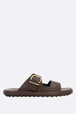 sandalo flat in pelle liscia