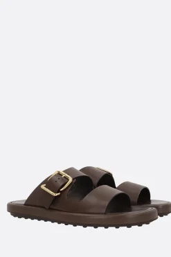 sandalo flat in pelle liscia