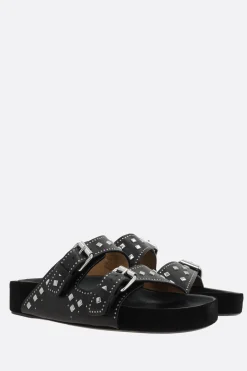 sandalo flat Lennyo in pelle liscia