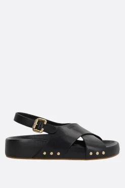 sandalo flat Mae in pelle liscia