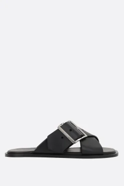 sandalo flat Petal Belt in pelle liscia