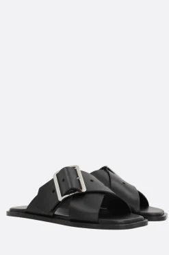 sandalo flat Petal Belt in pelle liscia