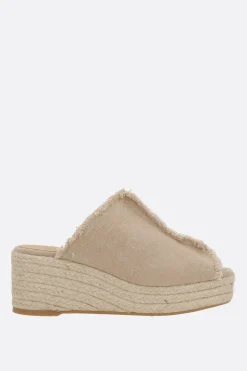 sandalo mule con zeppa Queral/002 in canvas