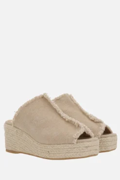 sandalo mule con zeppa Queral/002 in canvas