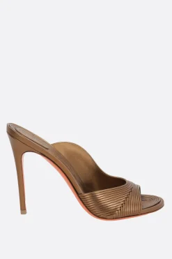 sandalo mule in nappa laminata