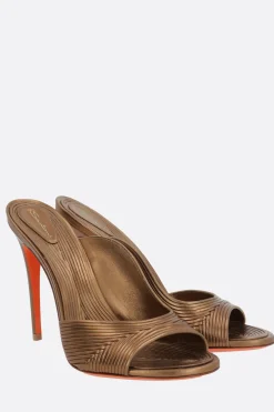 sandalo mule in nappa laminata