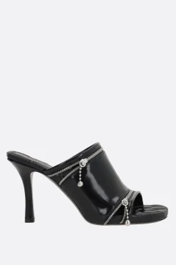 sandalo Peep in pelle lucida