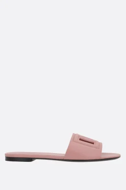 sandalo slide in pelle liscia con logo DG