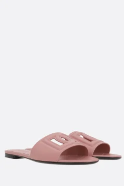 sandalo slide in pelle liscia con logo DG