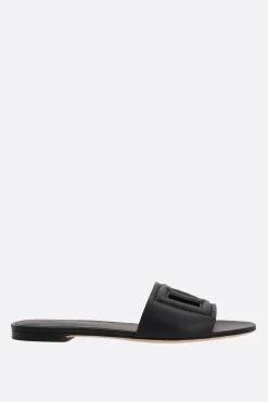 sandalo slide in pelle liscia con logo DG