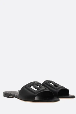 sandalo slide in pelle liscia con logo DG