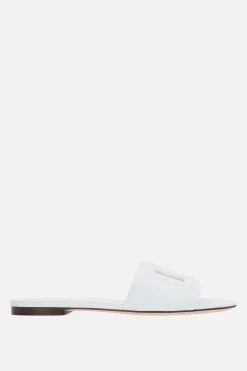 sandalo slide in pelle liscia con logo DG