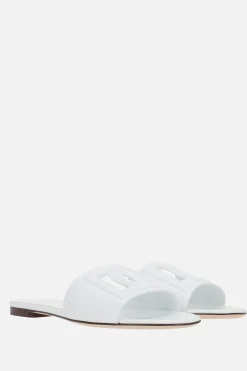 sandalo slide in pelle liscia con logo DG