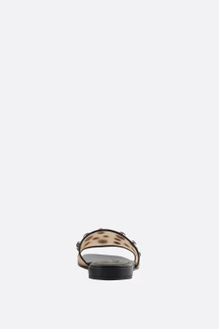 sandalo slide in rete con strass
