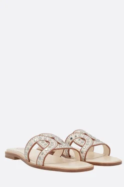 sandalo slide Kate in pelle liscia con borchie