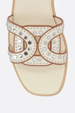 sandalo slide Kate in pelle liscia con borchie