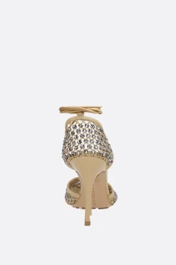 sandalo Sparkle Stretch in pelle e mesh con cristalli