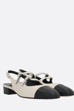 slingback Abricot in nappa bicolore