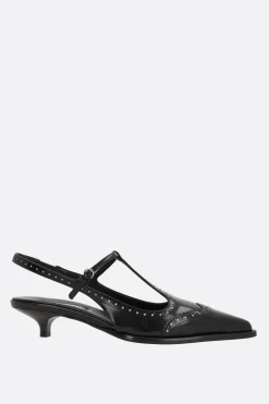 slingback Brogue in pelle spazzolata