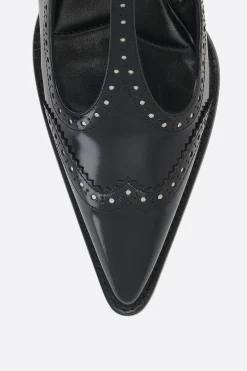slingback Brogue in pelle spazzolata