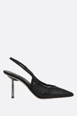 slingback Gilda in rete con cristalli