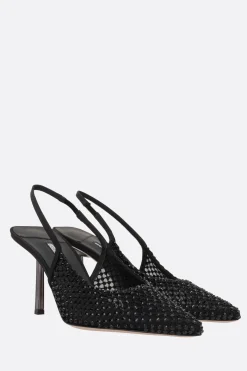 slingback Gilda in rete con cristalli