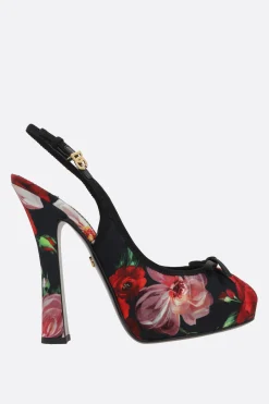 slingback platform Vally in raso stampato