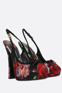 slingback platform Vally in raso stampato