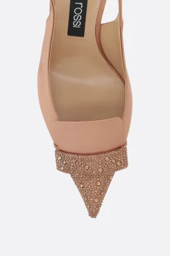 slingback SR1 in raso e cristalli