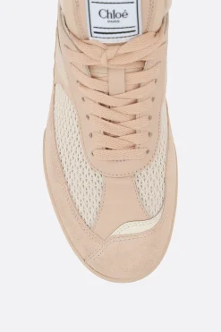 sneaker Chloé Kick in pelle liscia, suede e rete