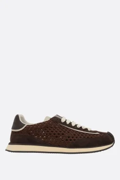 sneaker in fettuccia intrecciata e suede