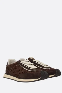 sneaker in fettuccia intrecciata e suede