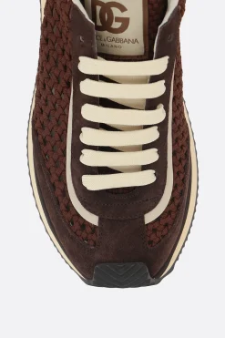 sneaker in fettuccia intrecciata e suede