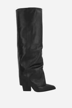 stivale fold-over Jane in pelle liscia