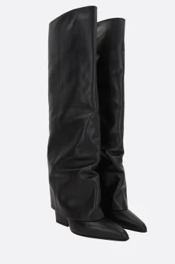 stivale fold-over Jane in pelle liscia