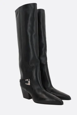 stivale Jane Buckle in pelle liscia