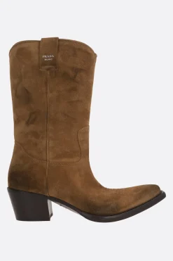 stivale western in suede