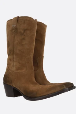 stivale western in suede