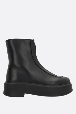 stivaletto con zip in pelle liscia