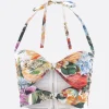 top bustier in popeline stampa bouquet fiori