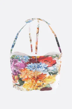 top bustier in popeline stampa bouquet fiori