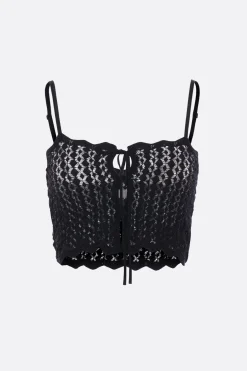top crop in maglia pointelle